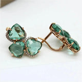 14K Purple Plated Emerald Foliage Earrings for Women
