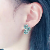 14K Purple Plated Emerald Foliage Earrings for Women