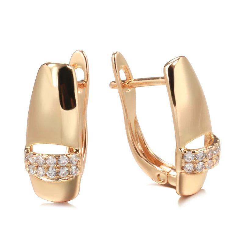 Geometric Zircon Rose Clip Earrings 585 Party Jewelry