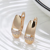Geometric Zircon Rose Clip Earrings 585 Party Jewelry