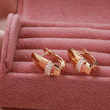 Geometric Zircon Rose Clip Earrings 585 Party Jewelry