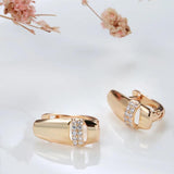 Geometric Zircon Rose Clip Earrings 585 Party Jewelry