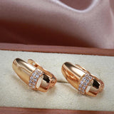 Geometric Zircon Rose Clip Earrings 585 Party Jewelry