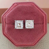 Asscher Cut Lab Diamond Stud Earrings 925 Sterling Silver