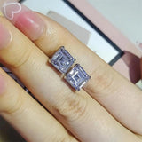 Asscher Cut Lab Diamond Stud Earrings 925 Sterling Silver