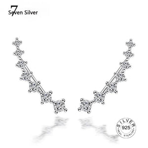 925 Silver 4 Claws 7 Stars Zircon Clip Earrings Ear Cuff