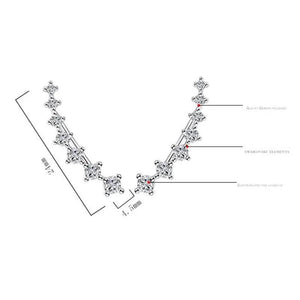 925 Silver 4 Claws 7 Stars Zircon Clip Earrings Ear Cuff