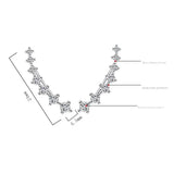 925 Silver 4 Claws 7 Stars Zircon Clip Earrings Ear Cuff