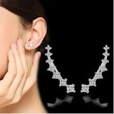 925 Silver 4 Claws 7 Stars Zircon Clip Earrings Ear Cuff