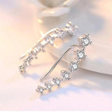 925 Silver 4 Claws 7 Stars Zircon Clip Earrings Ear Cuff