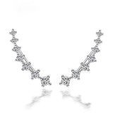 925 Silver 4 Claws 7 Stars Zircon Clip Earrings Ear Cuff