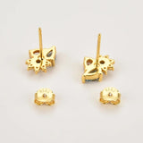 925 Silver SunFlower Oval Stud Earring Purple Champagne Piercing Jewelry