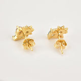 925 Silver SunFlower Oval Stud Earring Purple Champagne Piercing Jewelry