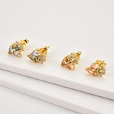 925 Silver SunFlower Oval Stud Earring Purple Champagne Piercing Jewelry