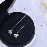 925 Sterling Silver Snowflake Threader Earrings Long Chain Pull Through Earrings