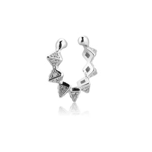 925 Silver Spike Zircon Ear Cuff Earbar Non Piercing Clips Women Earcuff