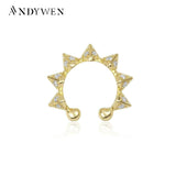 925 Silver Spike Zircon Ear Cuff Earbar Non Piercing Clips Women Earcuff