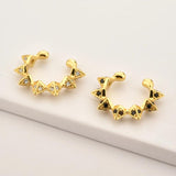925 Silver Spike Zircon Ear Cuff Earbar Non Piercing Clips Women Earcuff