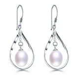 925 Silver Water-drop Earrings Oval Pearl Women