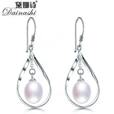 925 Silver Water-drop Earrings Oval Pearl Women