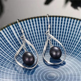 925 Silver Water-drop Earrings Oval Pearl Women