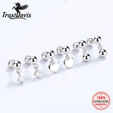 925 Sterling Silver Heart Square CZ Stud Earrings For Women Children Baby