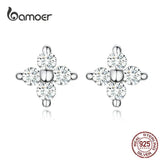 925 Silver CZ Flower Stud Earrings for Girls