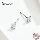 925 Silver CZ Flower Stud Earrings for Girls