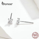 925 Silver CZ Flower Stud Earrings for Girls