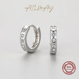 925 Silver Geometric Zircon Earrings Women's Fine Jewelry