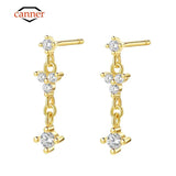 S925 Silver Tassel Zircon Stud Earrings for Women