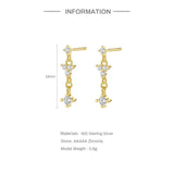 S925 Silver Tassel Zircon Stud Earrings for Women