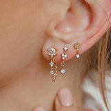 S925 Silver Tassel Zircon Stud Earrings for Women