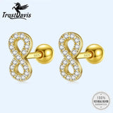 925 Sterling Silver Infinite CZ Screw Stud Earrings For Daughter Girls Gift