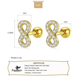 925 Sterling Silver Infinite CZ Screw Stud Earrings For Daughter Girls Gift