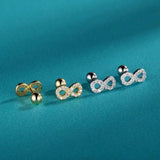 925 Sterling Silver Infinite CZ Screw Stud Earrings For Daughter Girls Gift