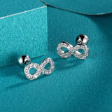 925 Sterling Silver Infinite CZ Screw Stud Earrings For Daughter Girls Gift