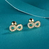 925 Sterling Silver Infinite CZ Screw Stud Earrings For Daughter Girls Gift