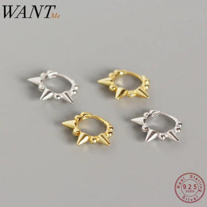 925 Silver Sweet Beads Rivets Round Stud Earrings for Women