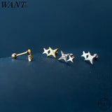 925 Silver Star Zircon Stud Earrings Women Party Jewelry