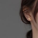 925 Silver Star Zircon Stud Earrings Women Party Jewelry