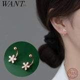 925 Silver Flower Stud Earrings Wedding Jewelry