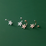 925 Silver Flower Stud Earrings Wedding Jewelry