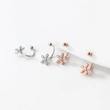 925 Silver Flower Stud Earrings Wedding Jewelry