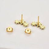 925 Silver Purple Turquoise Flower Stud Earrings