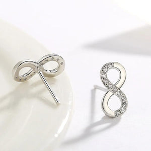925 Silver Infinity Love Stud Earrings CZ Zircon Wedding Jewelry Brincos