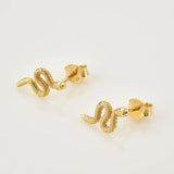 925 Silver Snake Earring Animal Fine Jewelry Piercing Pendiente