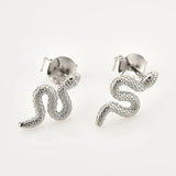 925 Silver Snake Earring Animal Fine Jewelry Piercing Pendiente
