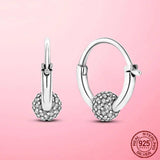 925 Silver Zircon Earring Beaded Engrave Stud Earrings for Women