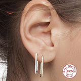 925 Silver CZ Round Pierced Cartilage Hoop Earrings for Women